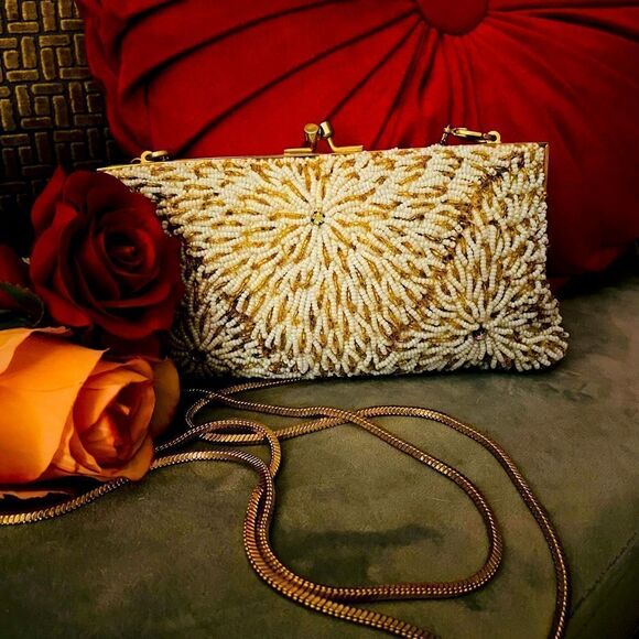 ♥️ Stunningly gorgeous seed bead vintage Walborg purse, 1950s-60s - Picture 8 of 10
